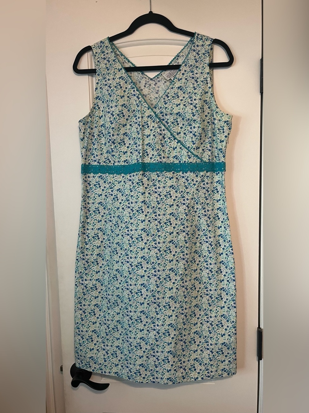 Willi Smith Teal and White Floral Midi Dress